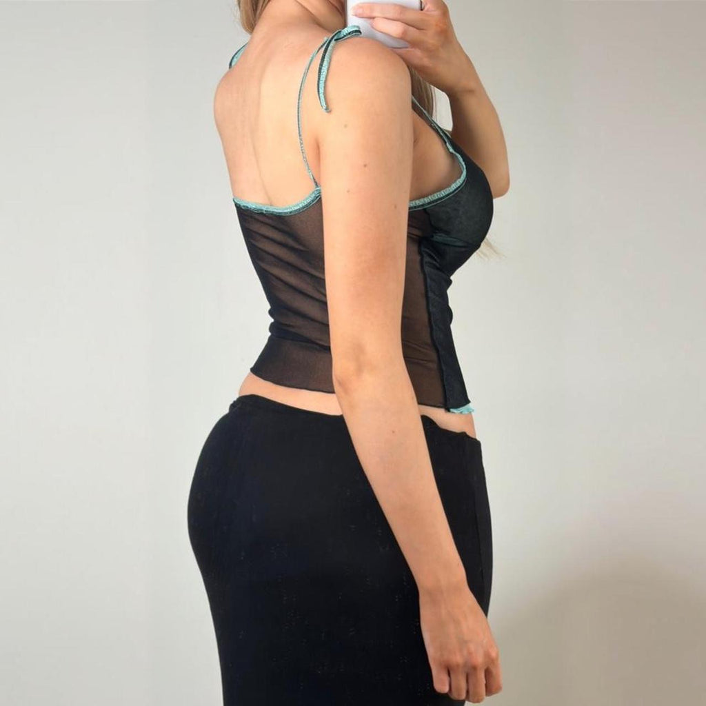 Blue sheer cami top