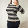 Brown knit long sleeve striped jumper
