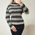 Brown knit long sleeve striped jumper