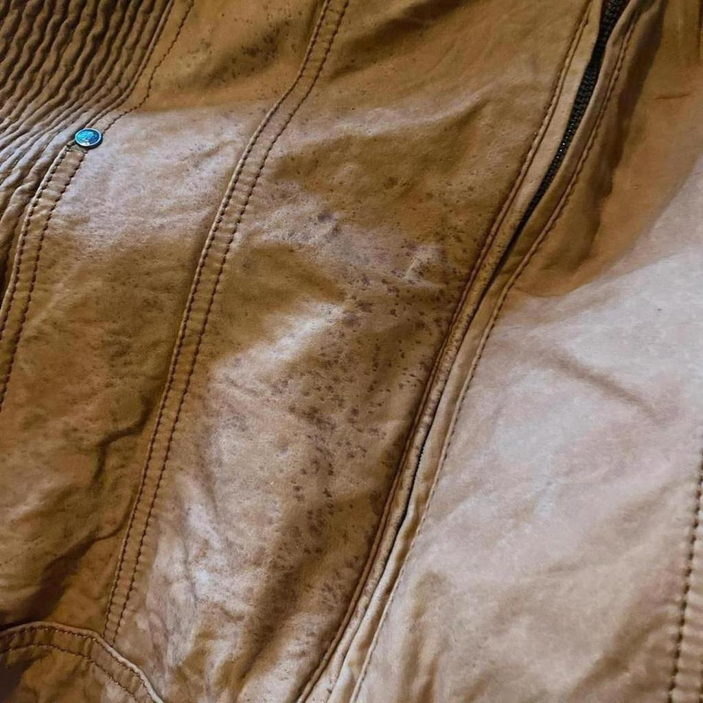 Orange biker leather jacket
